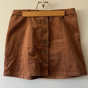 Forever 21 Tan Button Up Corduroy Skirt